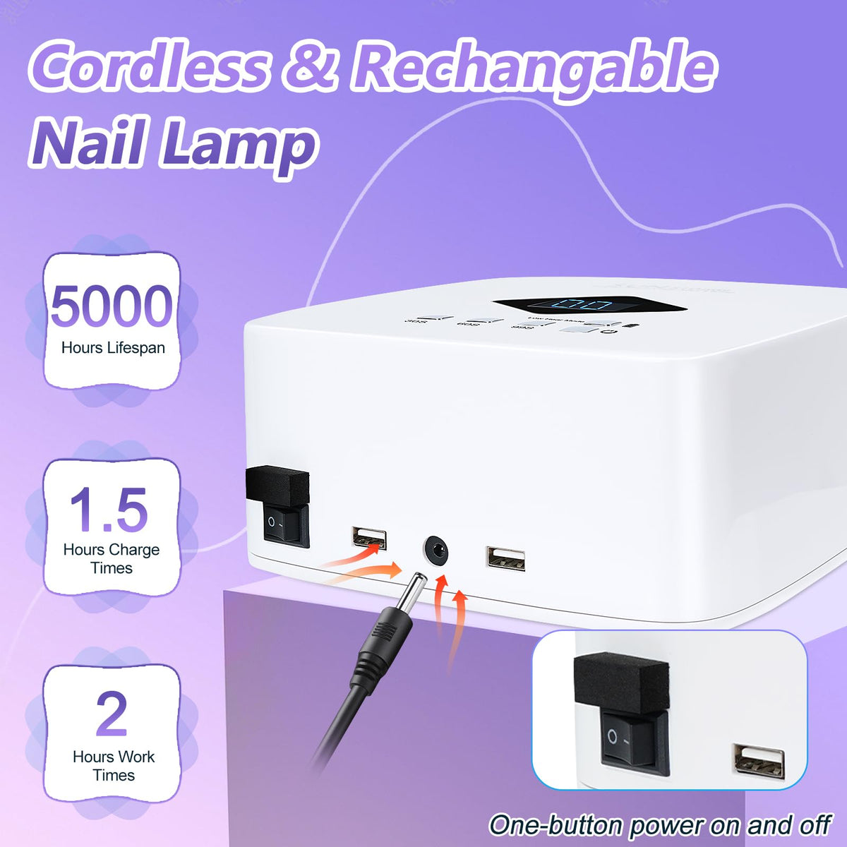 LKE cordless UV nail lamp infrared auto-sensor in action