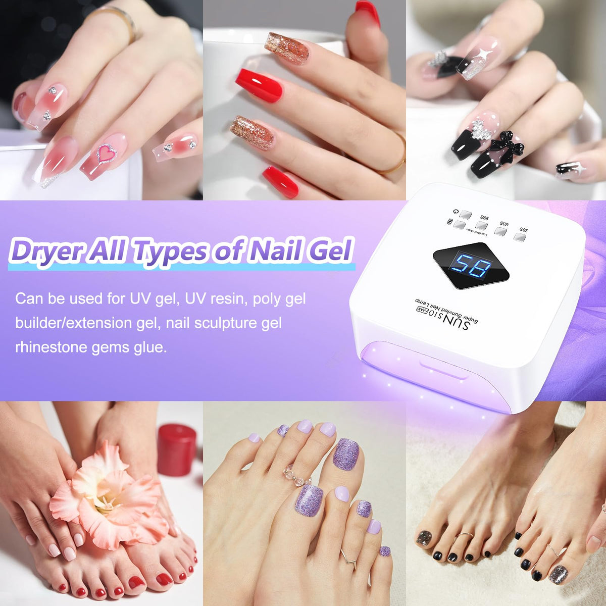 LKE cordless UV nail lamp curing gel polish efficiently