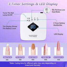 LKE cordless UV nail lamp with removable base for versatile setup