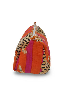 LKGSM RUGS tiger print quilted toiletry bag large fits full-size toiletries securely.