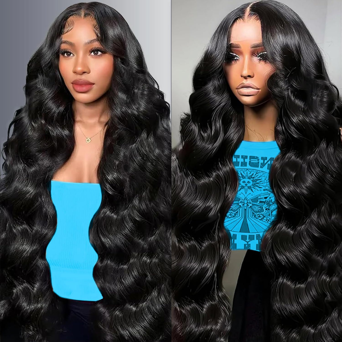 LKJY 30 inch body wave wig with lace front for natural parting and volume.