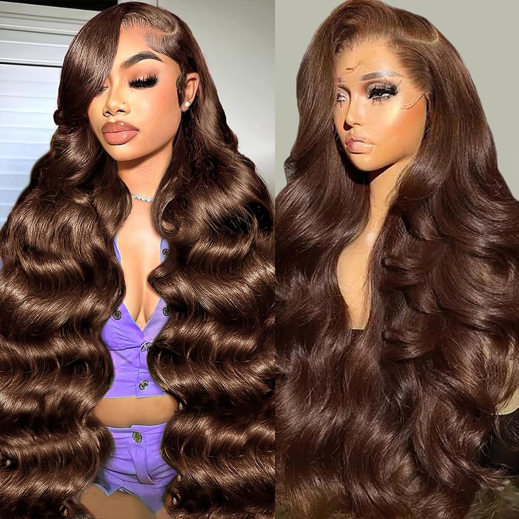 LKJY 30 inch chocolate brown lace front wig with natural hairline