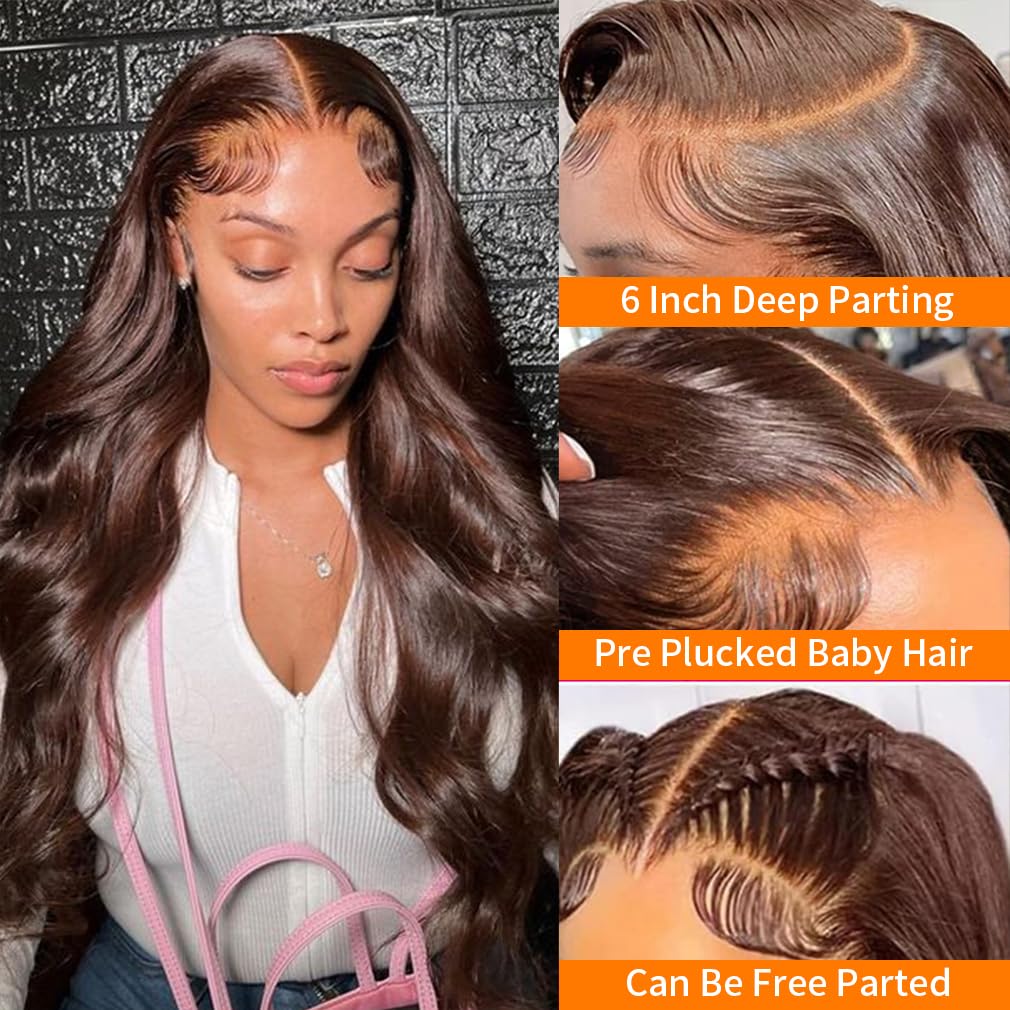 LKJY easy install lace front brown wig for beginners