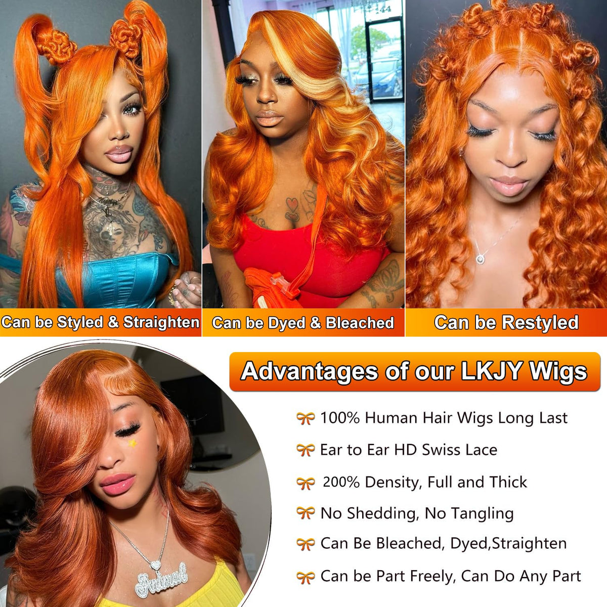 LKJY 200% density wig for full, balanced volume