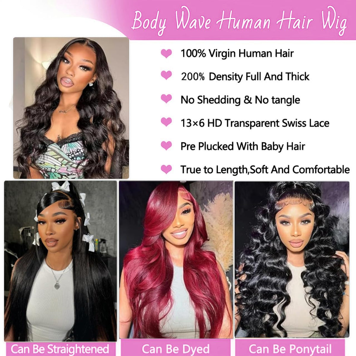 LKJY virgin Brazilian hair wig can be dyed or heat styled.