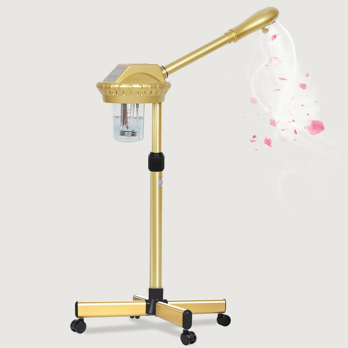 LKT COBTAC facial steamer on wheels seen from front for mobile use.