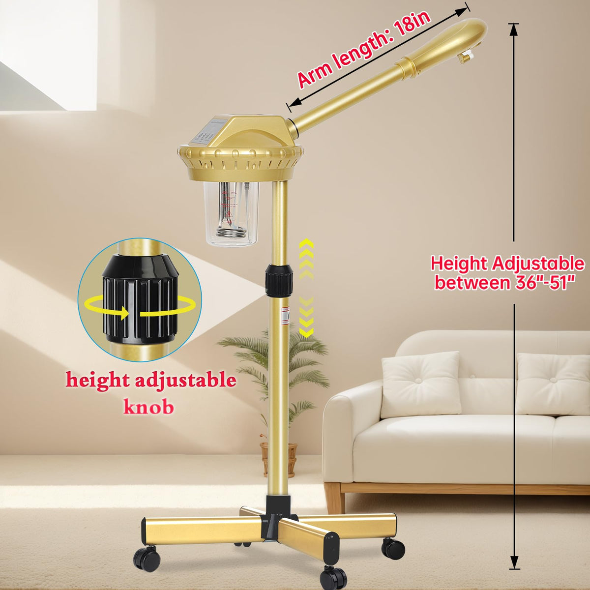 LKT COBTAC gold ozone steamer, top view with easy control panel.