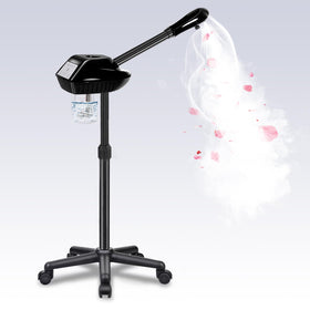 LKT COBTAC facial steamer on wheels seen from the front for easy mobility.