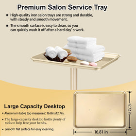 Wheeled mobility enables quiet, smooth repositioning of the hair stylist tray