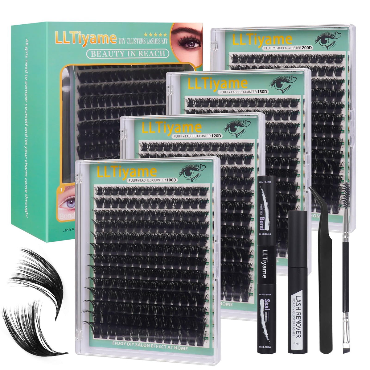 LLTiyame 676pcs lash clusters tray for salon-style lashes at home