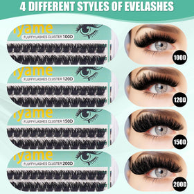 LLTiyame D-curl lash clusters 10-22mm for versatile looks