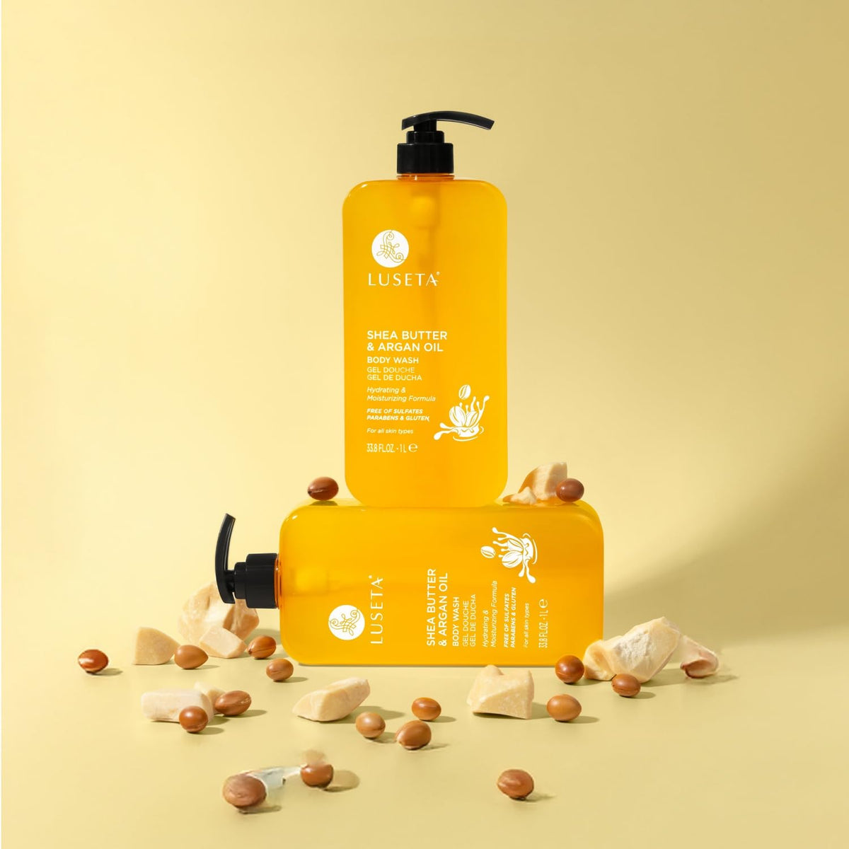 Spa like shower scene with LLUSETA body wash for daily care