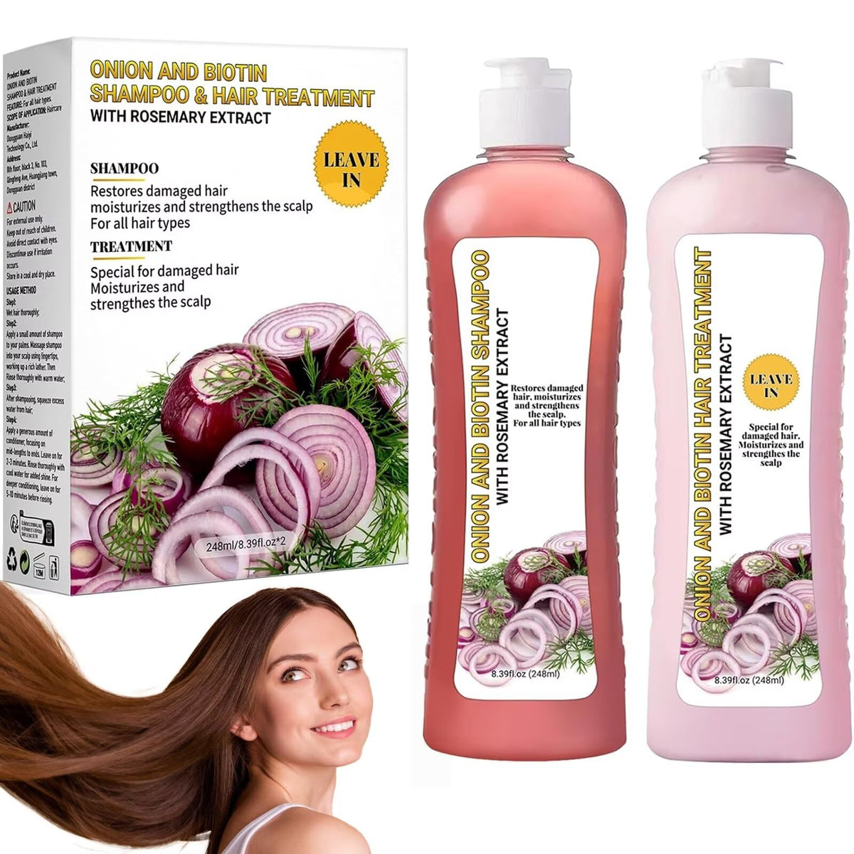LMDGDS Onion Biotin & Rosemary Shampoo bottle front with premium packaging for daily hydration.