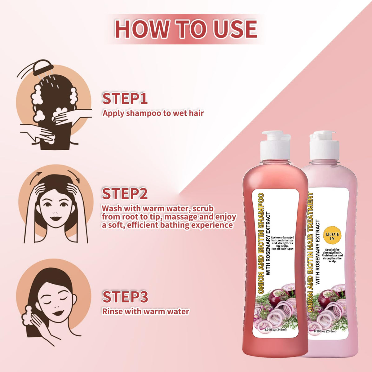 LMDGDS Onion Biotin & Rosemary Shampoo hair feel close-up reveals soft, manageable strands.
