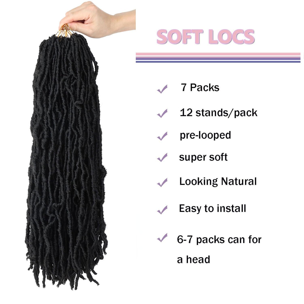 LMZIM 7-pack pre-looped soft locs for quick crochet installation