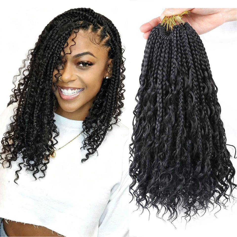 LMZIM Goddess Box Braids 14in curly-ends offer a voluminous, natural-looking finish.