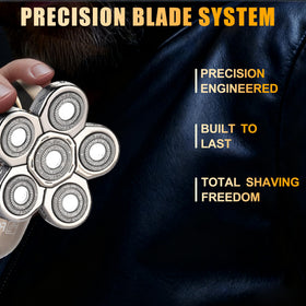 Lnauy 6D floating shave system adapts to facial contours for smooth results.