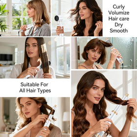 Lnstn 5-in-1 blow dryer brush in action demonstrates efficient drying and shaping.