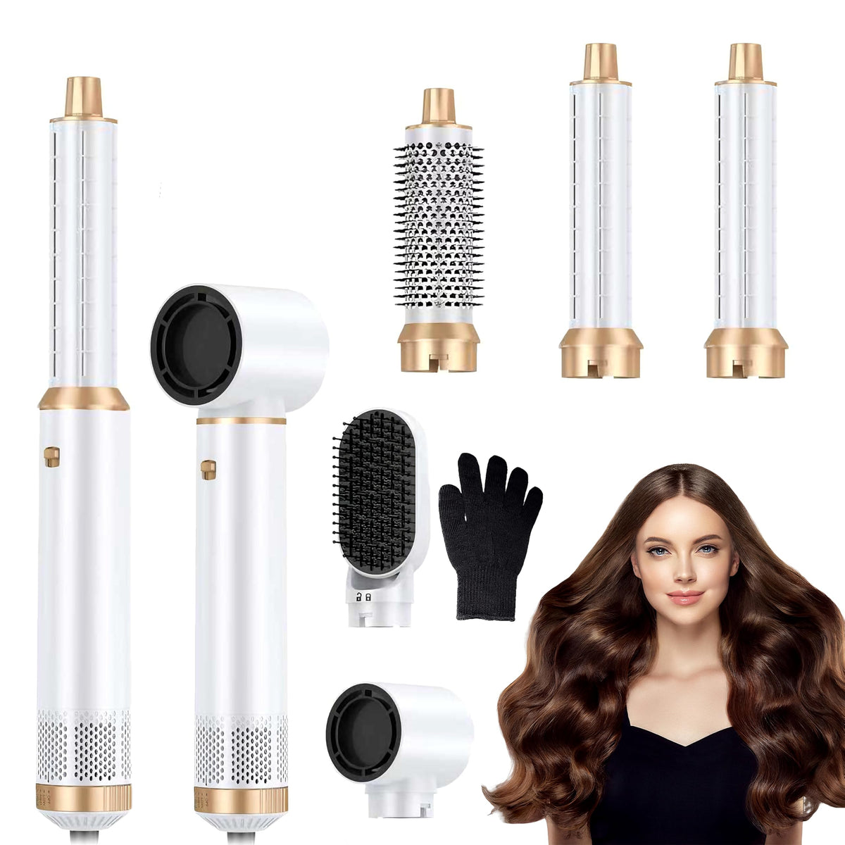 Lnstn 5-in-1 blow dryer brush product shot showing quick styling possibilities.