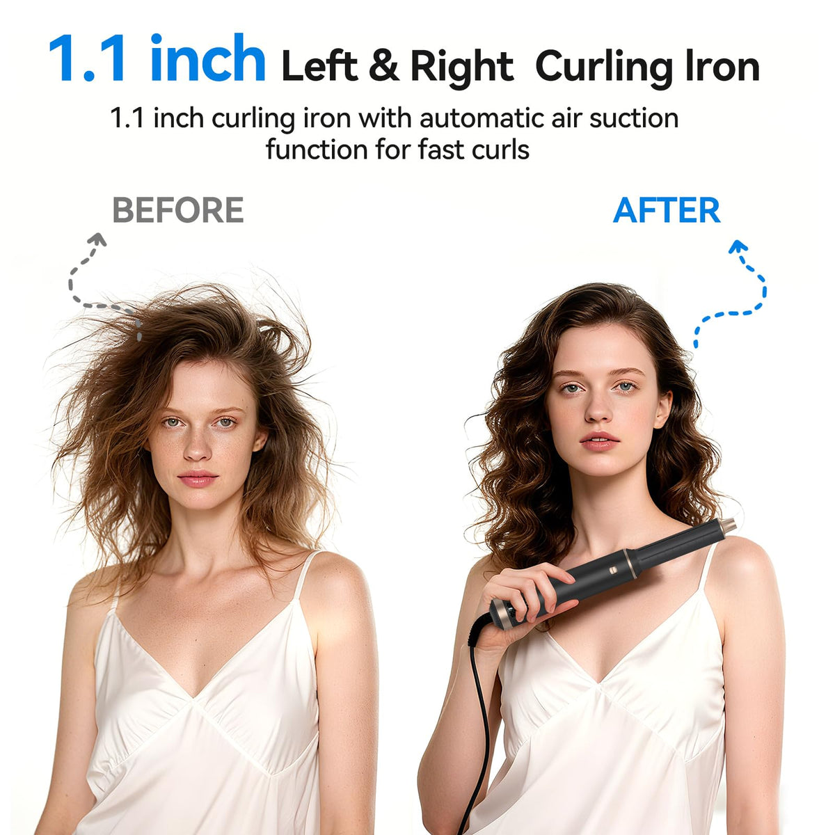LNSTN Blow Dryer Brush auto-wrap curlers enable hands-free curling with directional airflow