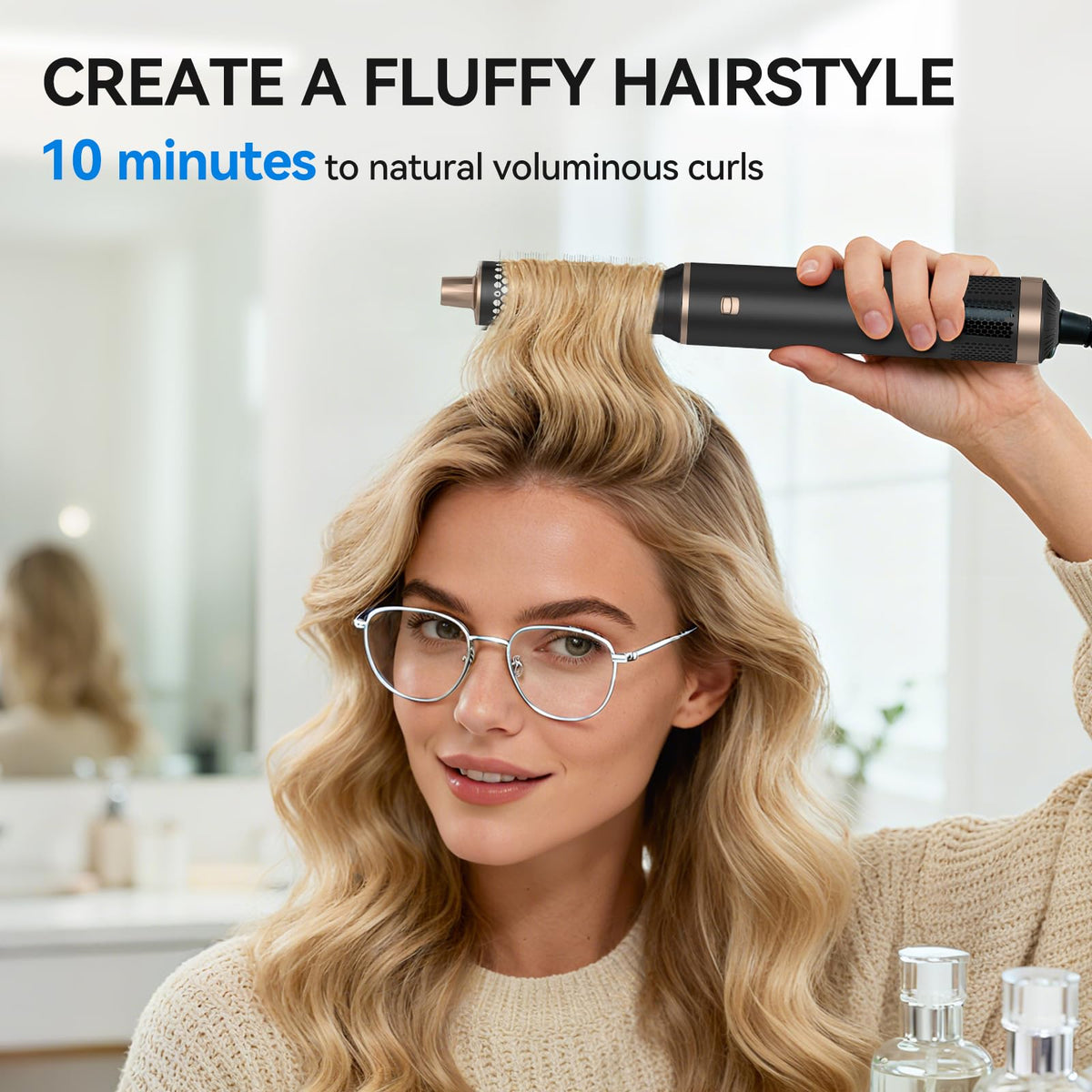 LNSTN Blow Dryer Brush high-speed motor supports fast drying with minimal heat