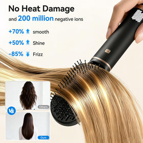 LNSTN Blow Dryer Brush oval comb volume shot demonstrates lift and texture