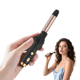 LNSTN cordless curling iron with compact design for portable styling on the go.
