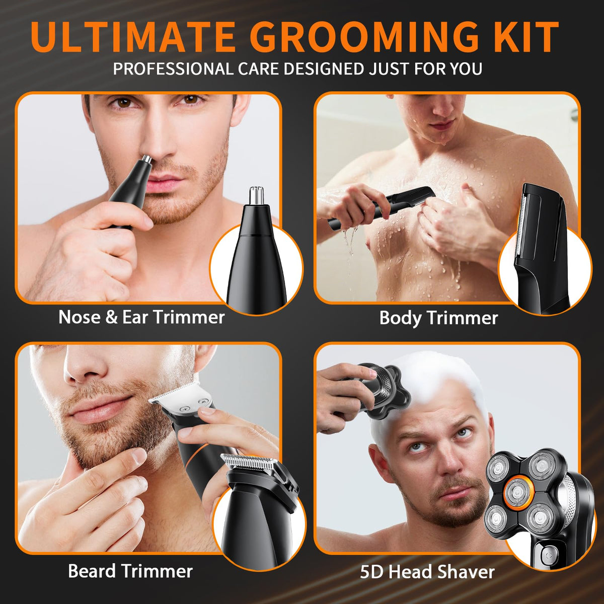 Loarysk body trimmer with V-blade for gentle trimming on sensitive areas.