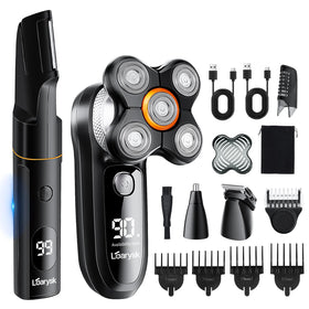 Loarysk head shaver with 5D floating heads for smooth scalp contouring.
