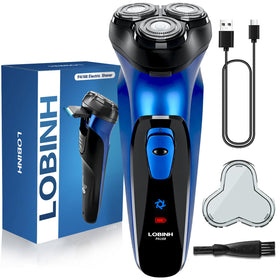 LOBINH electric razor blue front view shows sleek grooming device