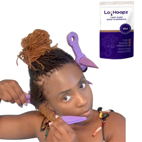 Loc Hoopz foam curlers on damp hair create natural, heat-free curls with added volume.