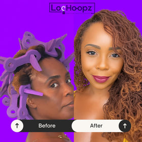 Loc Hoopz overnight curling setup showing soft volume after sleep