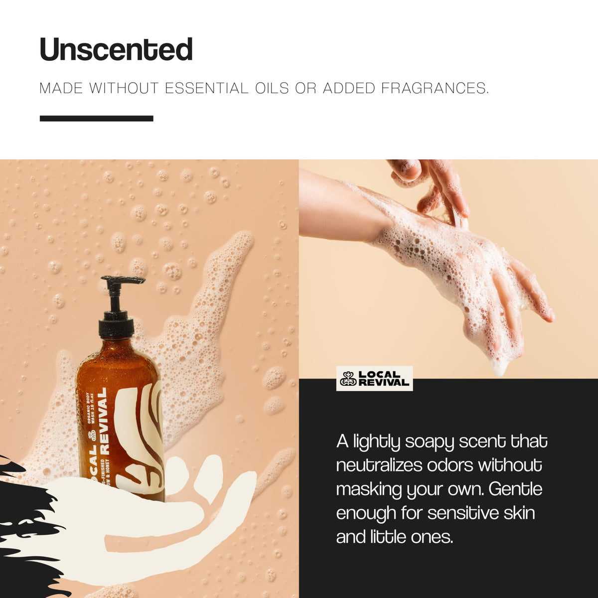 Local Revival USA-made label signals craft formulation from farm to shower.