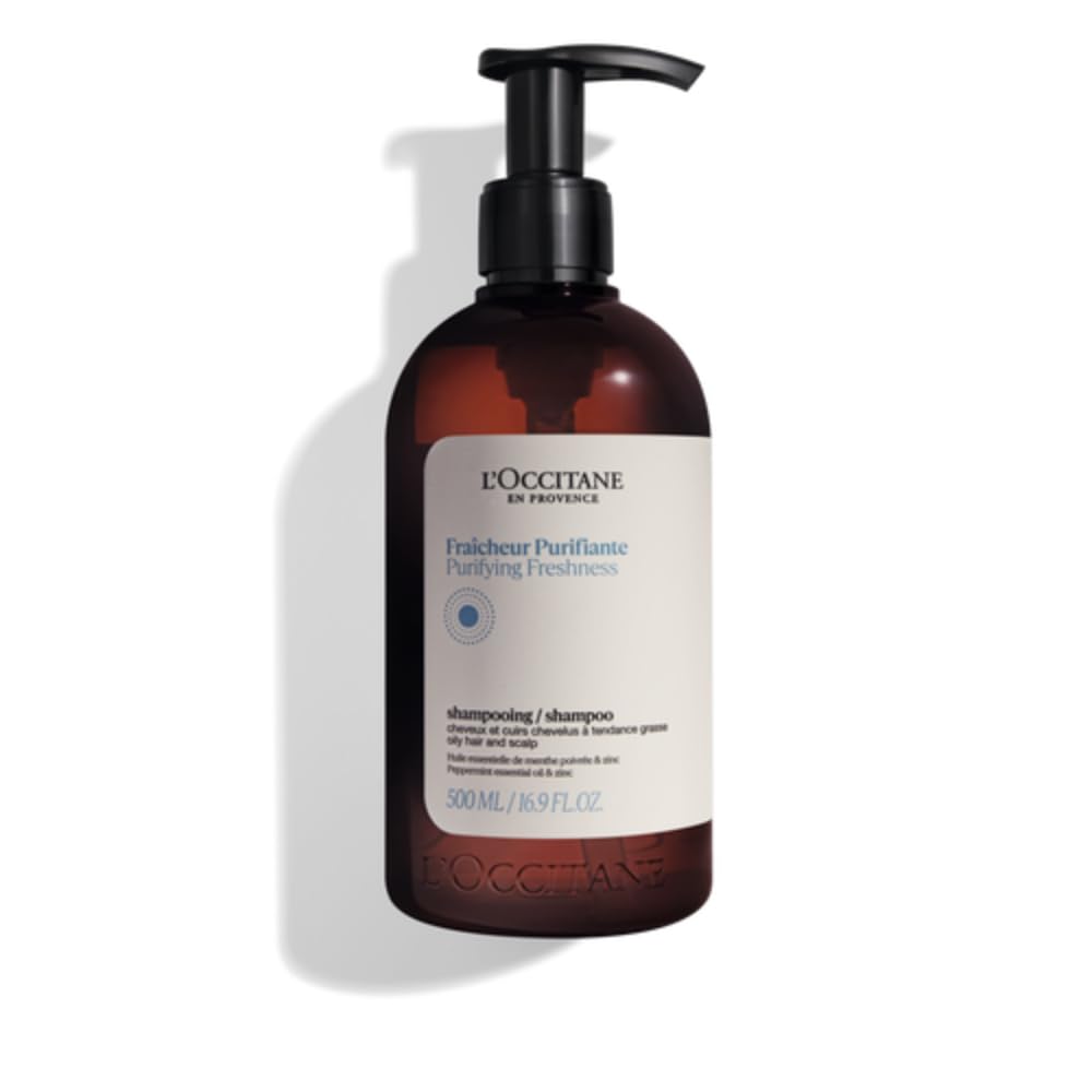 L'Occitane Aromachologie Purifying Freshness Shampoo bottle cleanses and refreshes the scalp