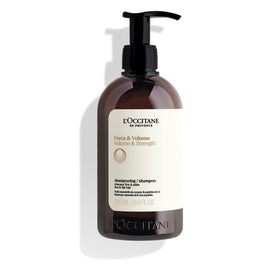 L'OCCITANE Aromachologie shampoo bottle shows silicone-free formula for stronger hair