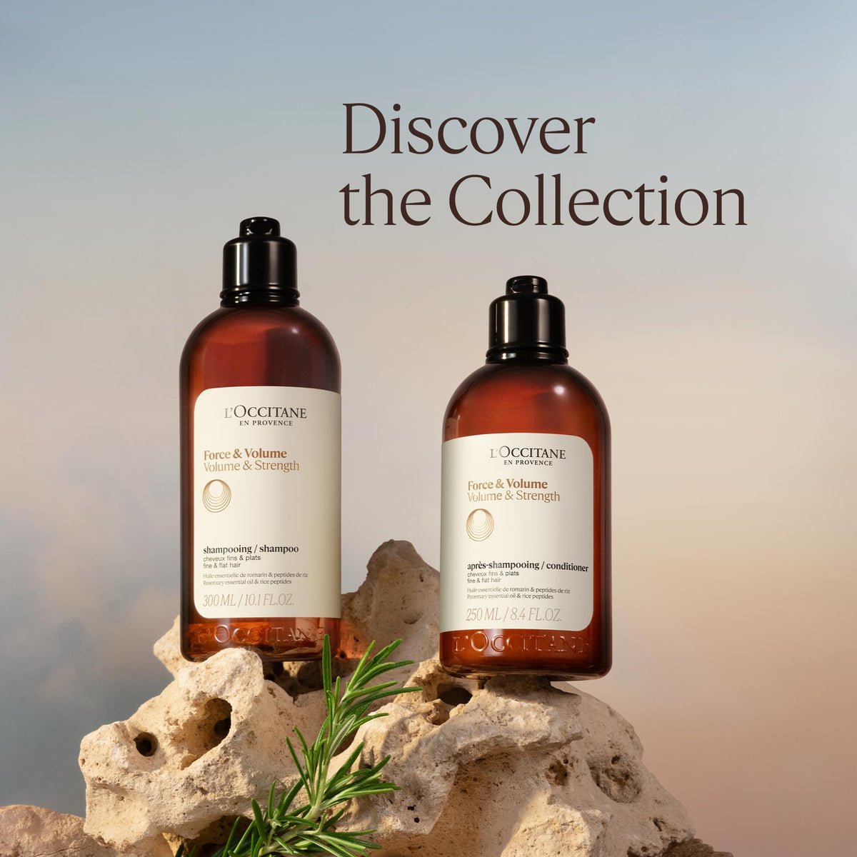 L'OCCITANE Aromachologie usage shot demonstrates scalp massage and rinsing technique