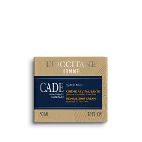 L'OCCITANE Cade Revitalizing Cream ingredients close-up with Cade wood oil and beech bud extract