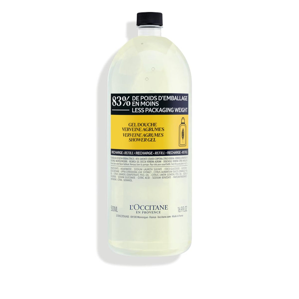 L'OCCITANE Citrus Verbena refill bottle showing sustainable packaging option for a bright cleanse