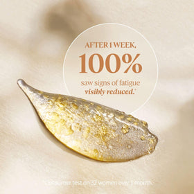 L'Occitane Immortelle eye serum texture shows an oil-in-serum blend for comfortable absorption.