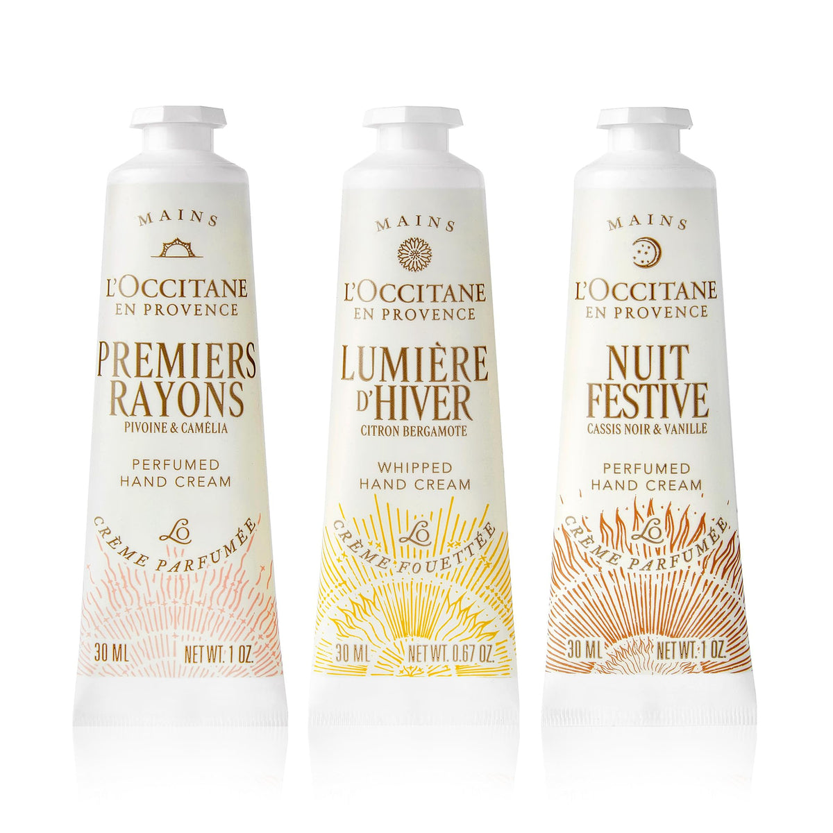 L'Occitane Glow & Go Lemon hand cream trio with refreshing citrus care.