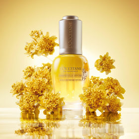 L'Occitane Immortelle Divine Oil packaging shot emphasizes premium formulation.