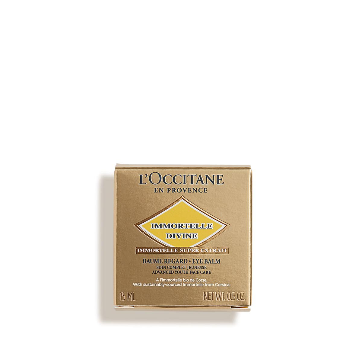 L'Occitane Immortelle flower and extract highlight natural origin ingredients for skin comfort.