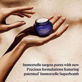 L'Occitane Immortelle Precious Cream packaging conveying premium skincare ritual