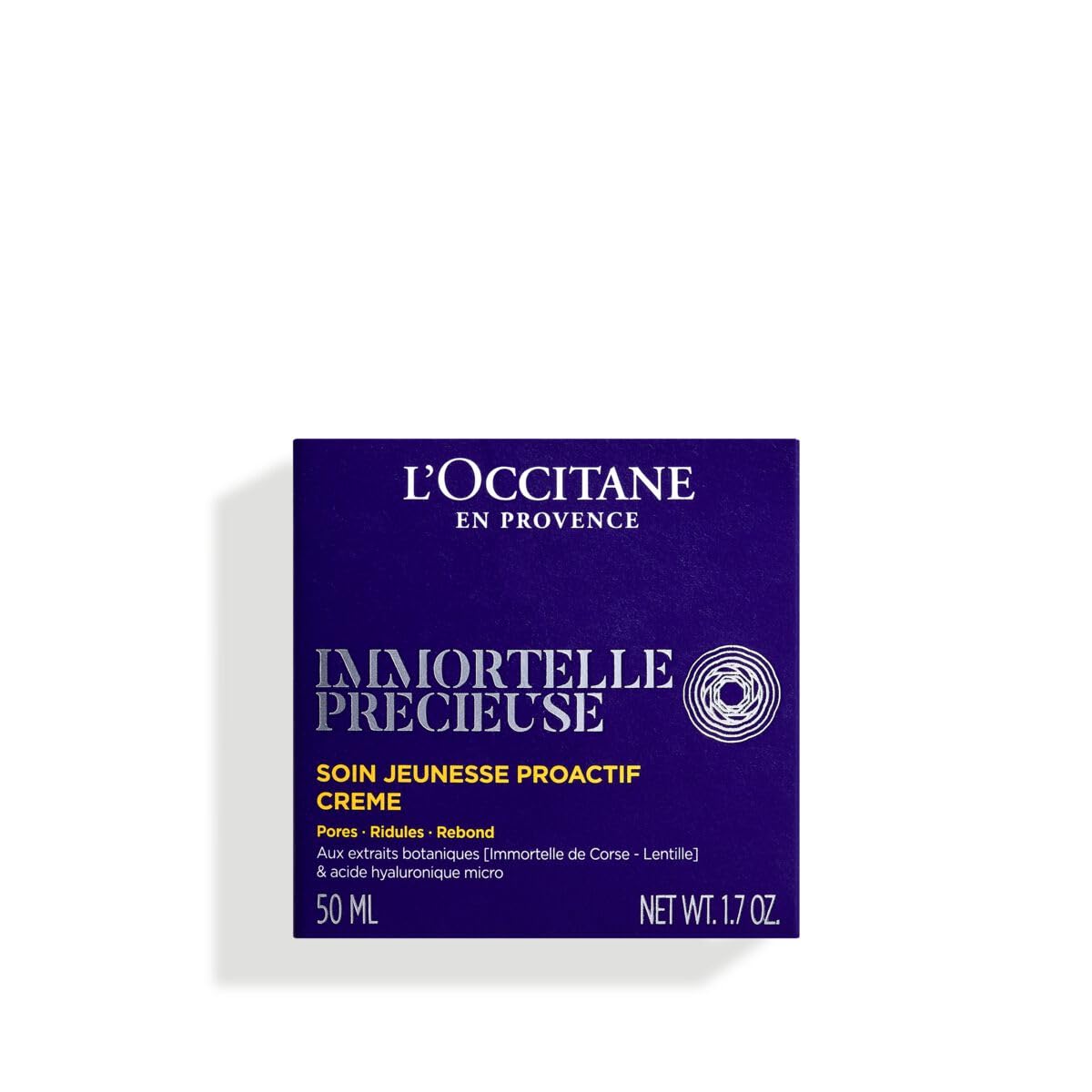 L'Occitane Immortelle Cream swatch showing refined texture and glow