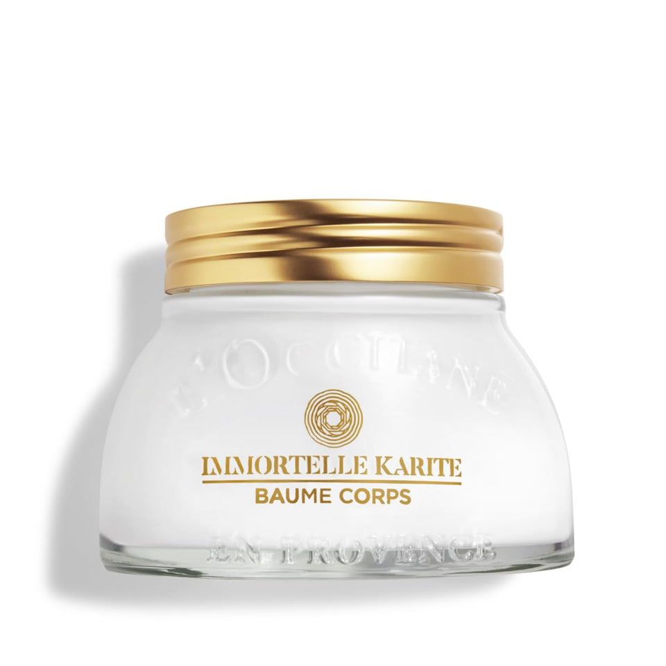 L'Occitane Immortelle Balm jar close-up showing rich texture for nourished skin