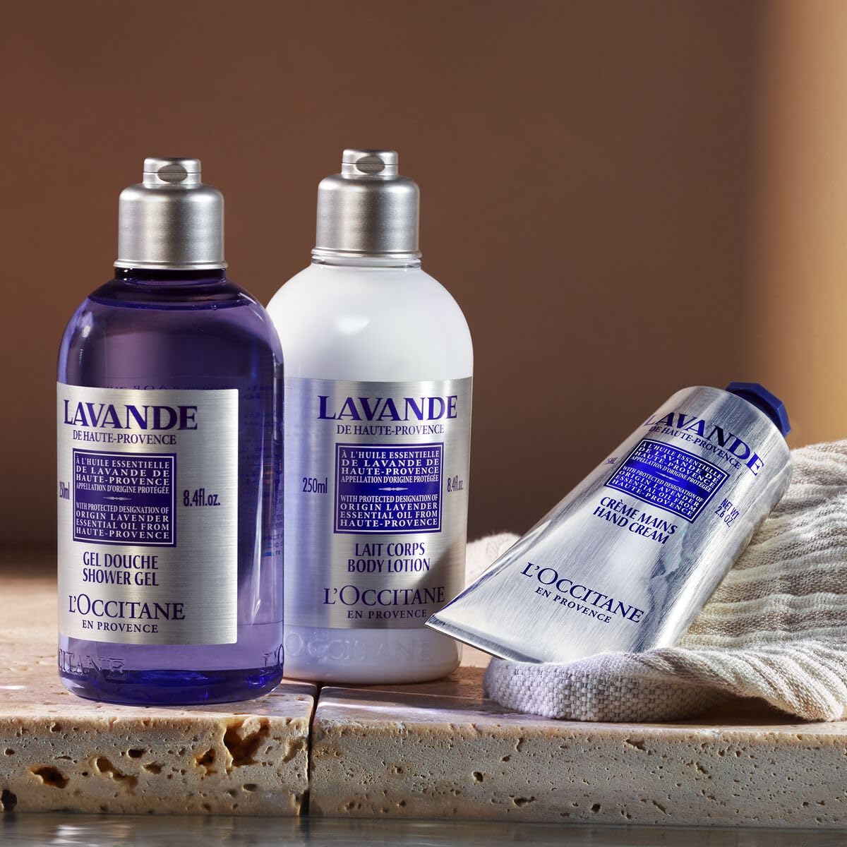 L'Occitane Lavender Body Lotion product shot emphasizing premium packaging and lavender aroma.
