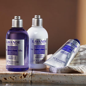 L'Occitane Lavender Body Lotion product shot emphasizing premium packaging and lavender aroma.