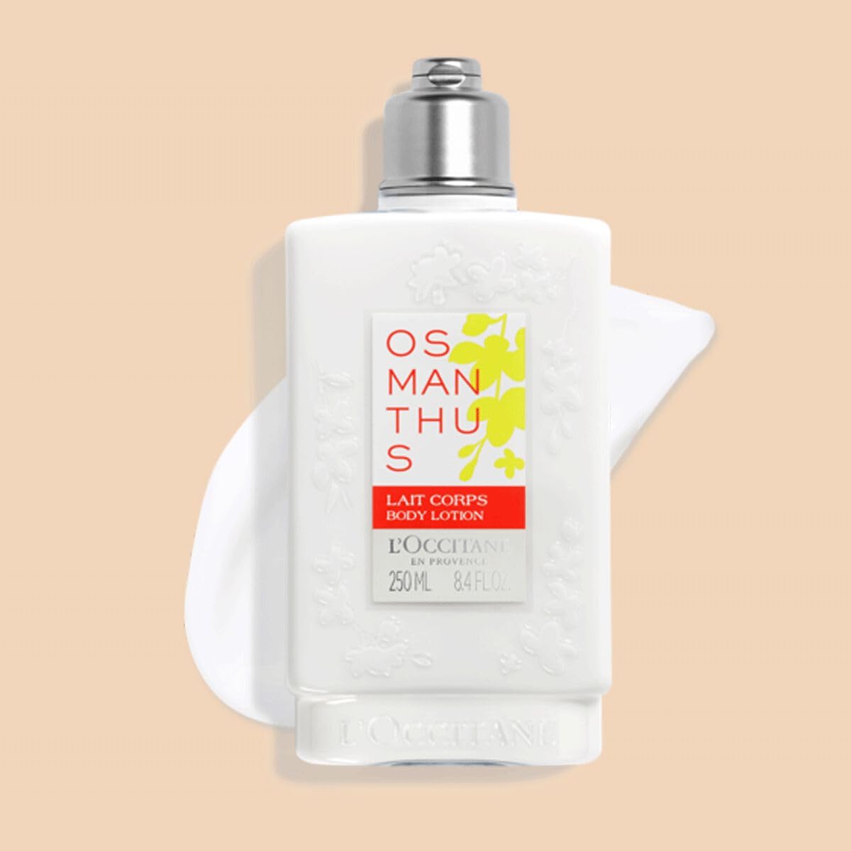 Osmanthus body lotion texture close-up emphasizing creamy moisture