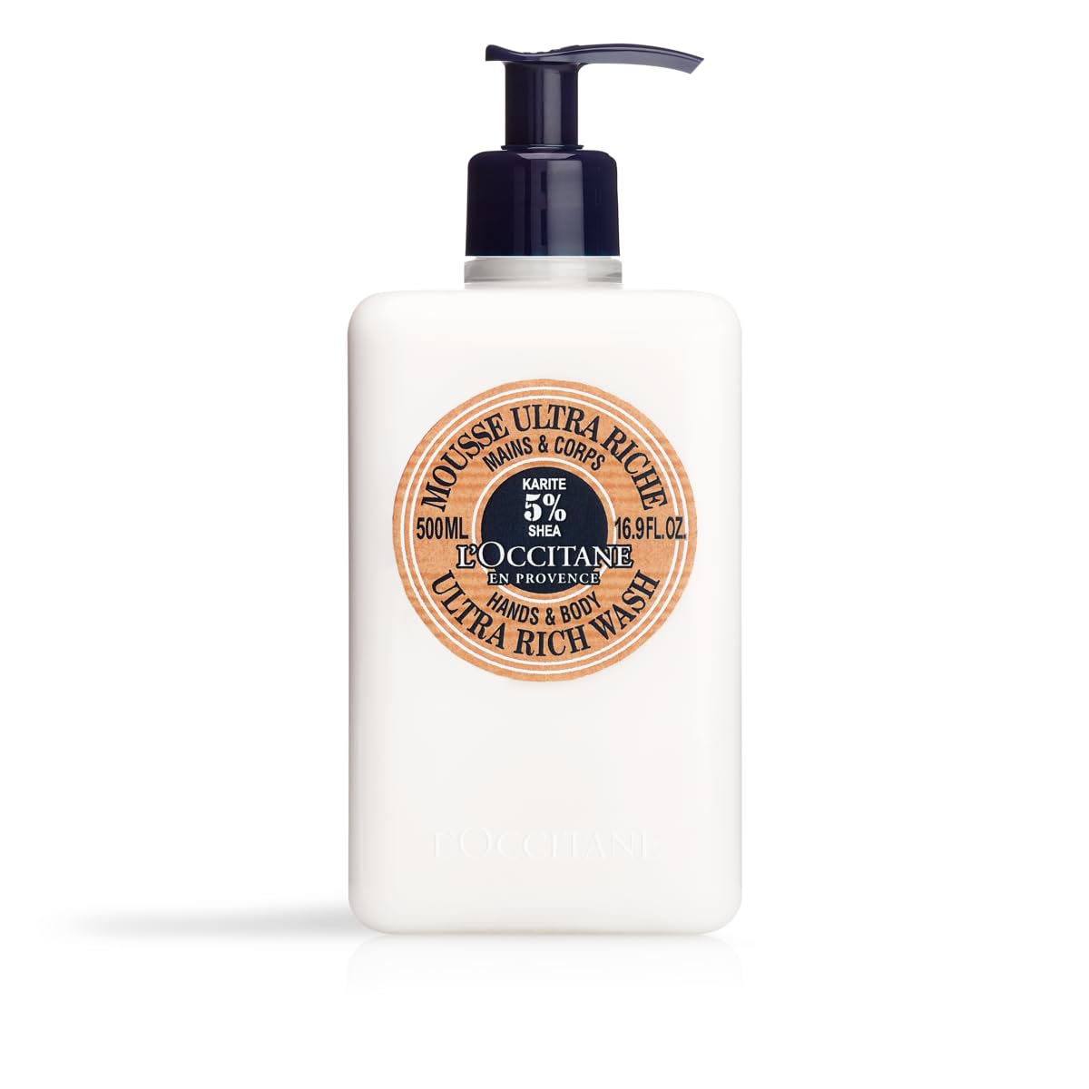 L'Occitane Shea Hands & Body Ultra Rich Wash bottle ready for daily cleansing with shea butter.