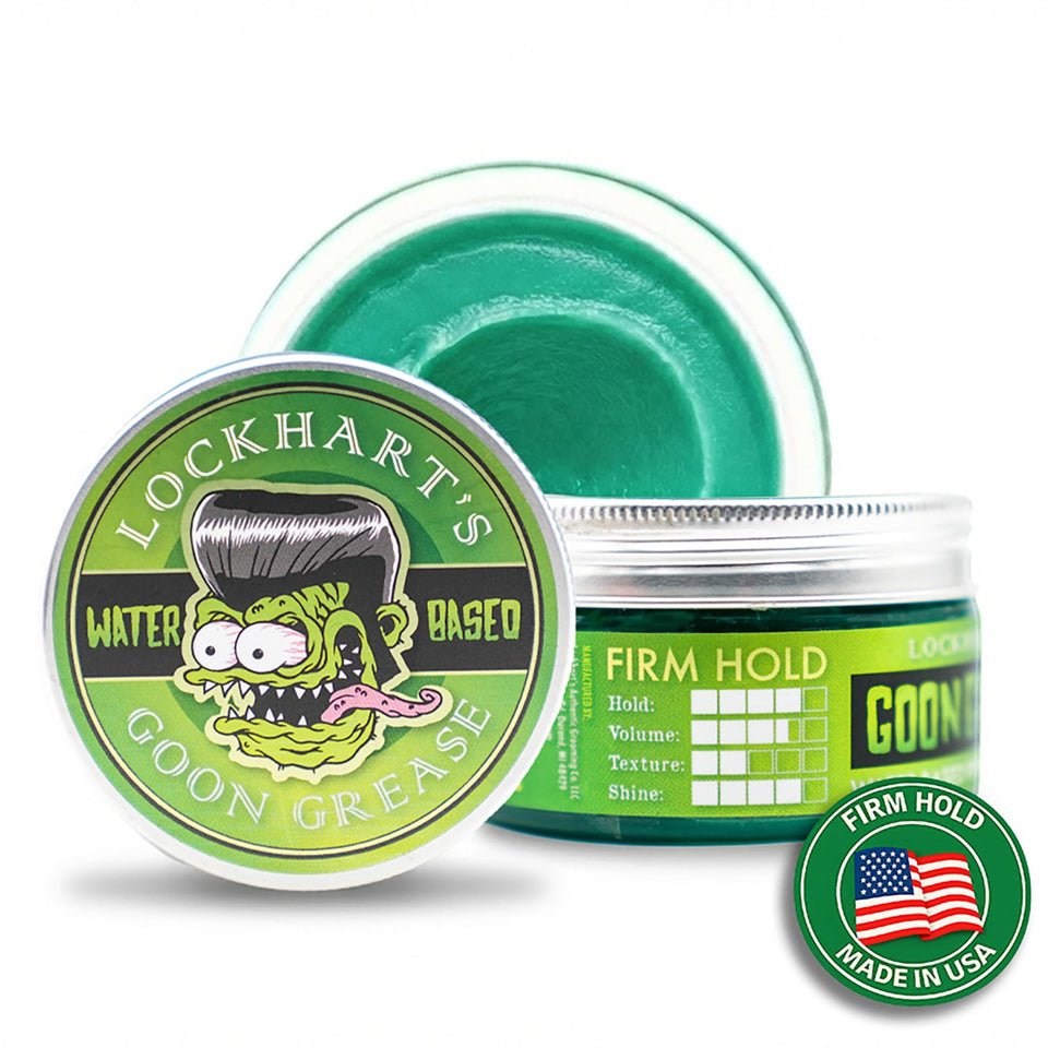 Lockhart's Goon Grease jar front view showcasing premium hair pomade packaging for daylong hold.